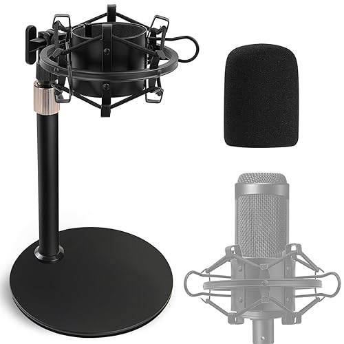 Audio Technica Mic Stand AT2020 with Shock Mount Foam Windscreen, AT2020 Microphone Stand with Pop Filter Shock Mount for Audio Technica AT2020