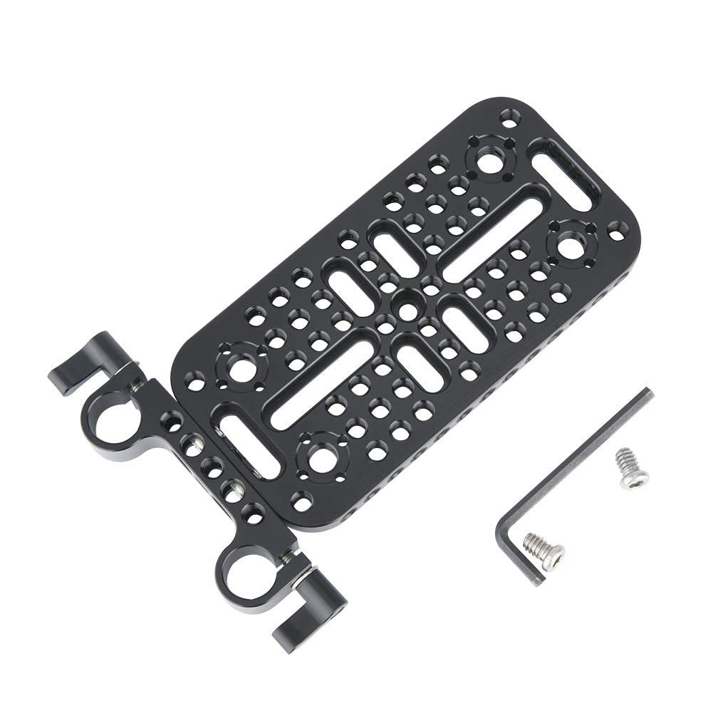 NICEYRIG Camera Cheese Mounting Plate with 15mm Rod Clamp, Top Plate for DSLR Rig System Battery Converter Box