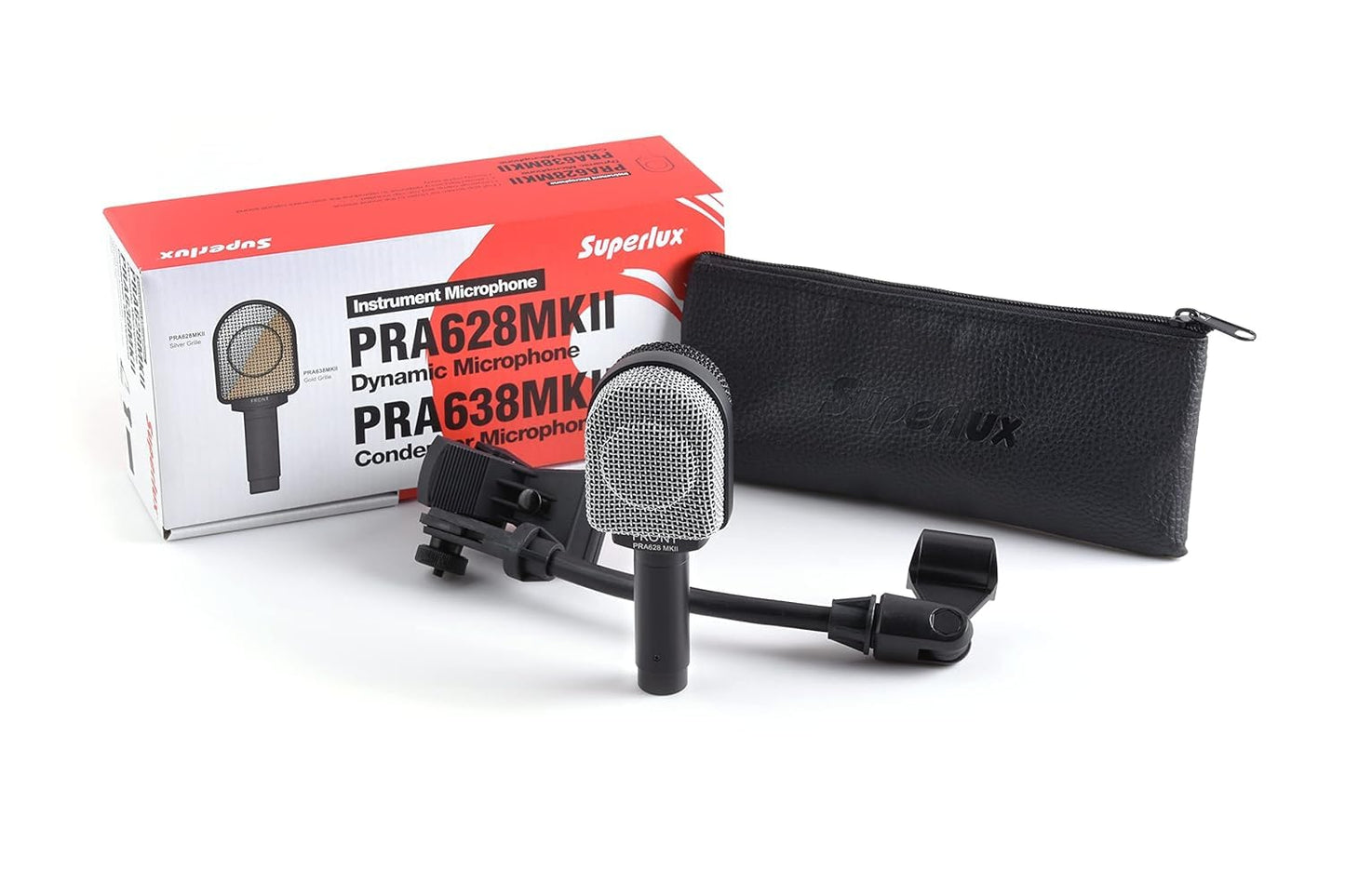 Superlux PRA628MKII Professional Dynamic Instrument Microphone, Wired Super-Cardioid Mic for Guitar/Bass Amps & Live Sound. Recording for Studio and