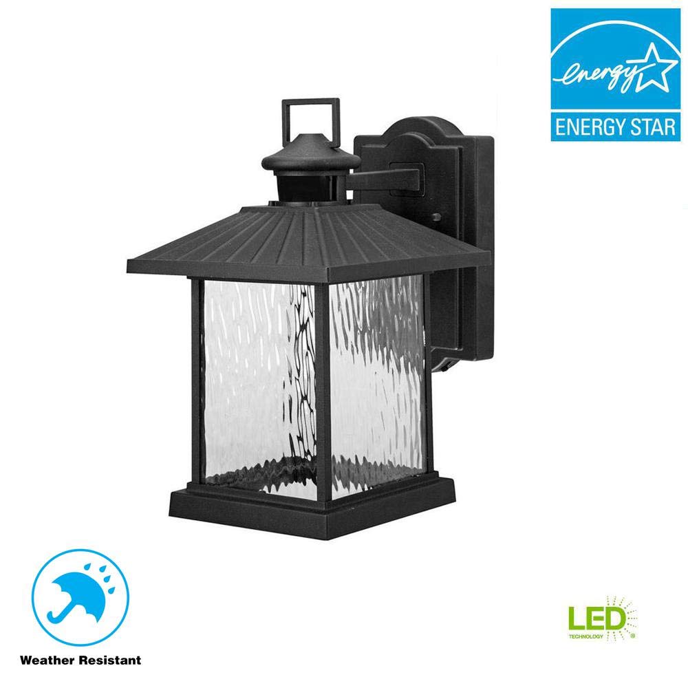 Hampton Bay 1000 001 784 Lumsden Wall-Mount Outdoor Black Led Motion Sensor Lantern