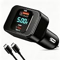 170W USB C Car Charger, PD3.1 140W + 30W Dual-Port Fast Charging Adapter with 240W USB-C Cable, Smart Digital Voltage/Power Display, 12V-24V