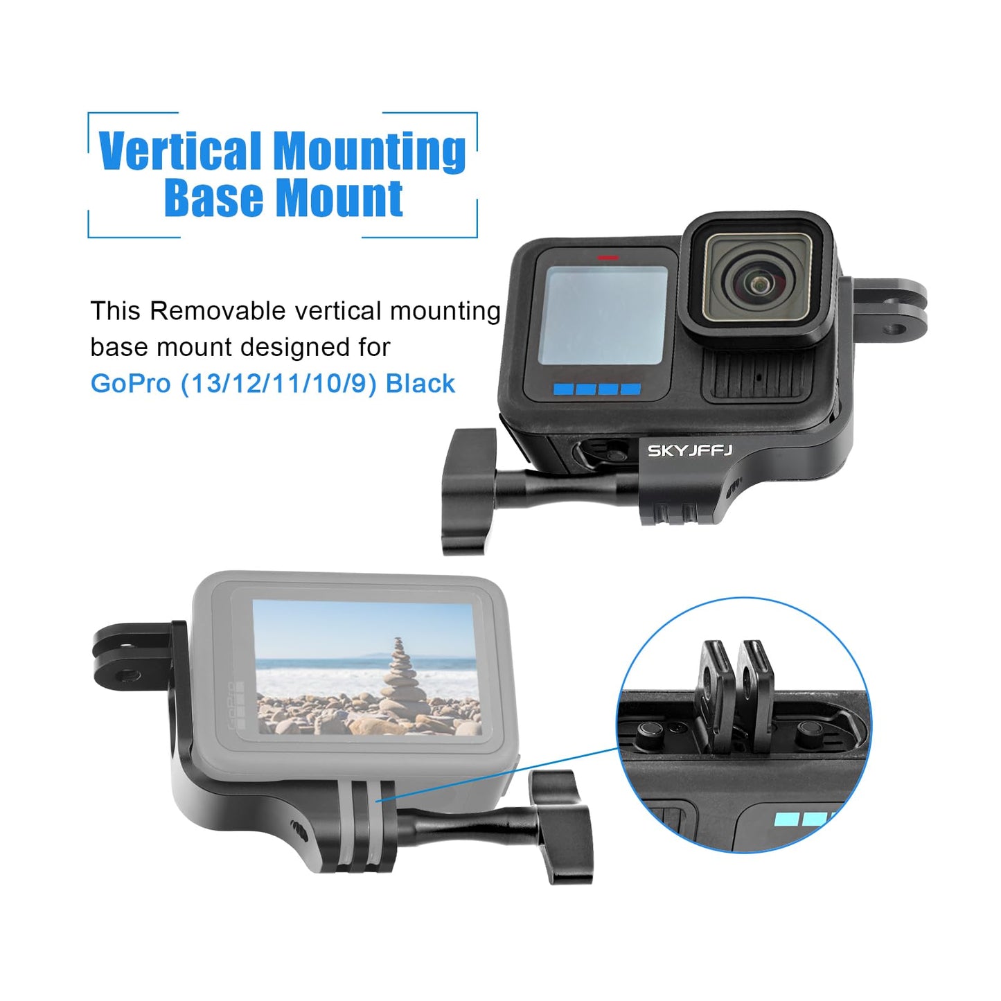 SKYJFFJ 90 Degree Aluminum Vertical Bracket Adapter for GoPro Hero 13/12/11/10/9 Black (Flying Wing)
