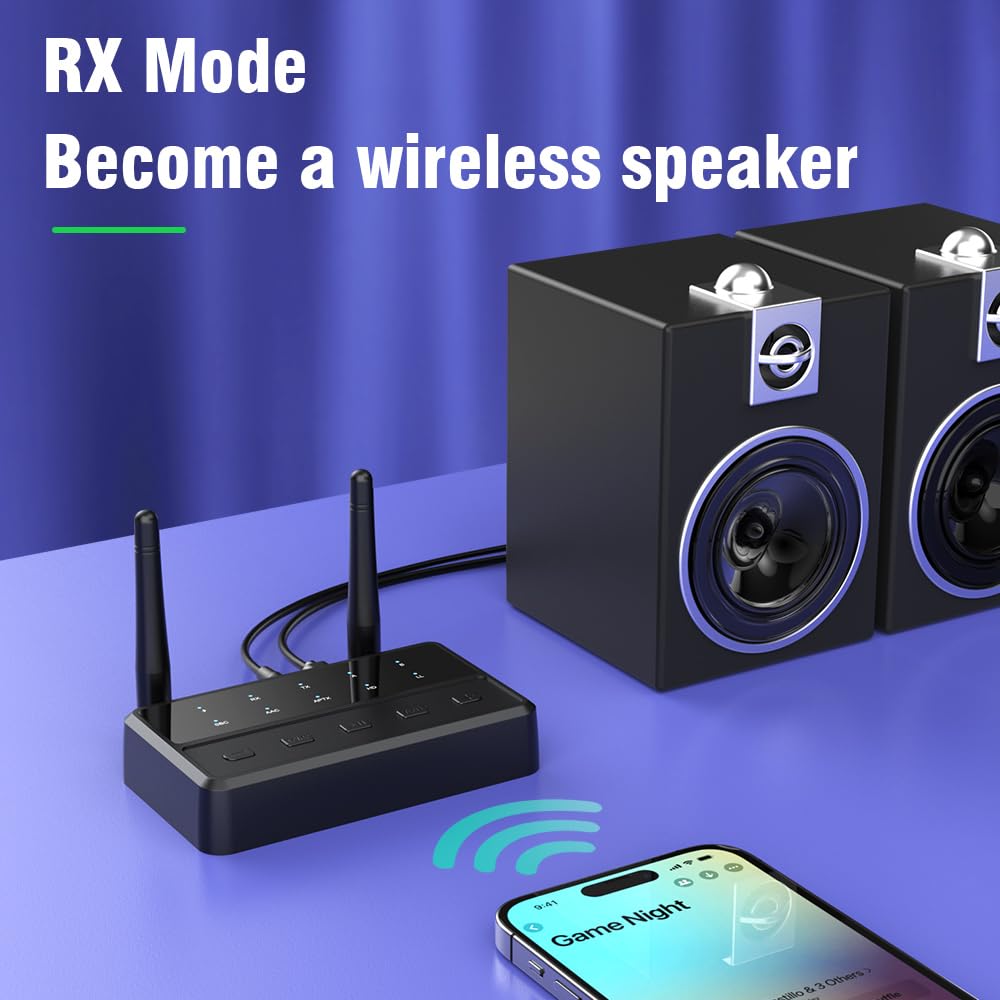 Szyafei Bluetooth 5.4 Receiver for Home Stereo,Low Latency HD Music Audio Bluetooth Adapter, Suitable for Speakers/Wired Speakers/Home Audio Music