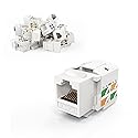 CableCreation Cat6 Keystone Jacks, 10-Pack RJ45 Keystone Jack, Ethernet Keystone Modular Female Connectors, White