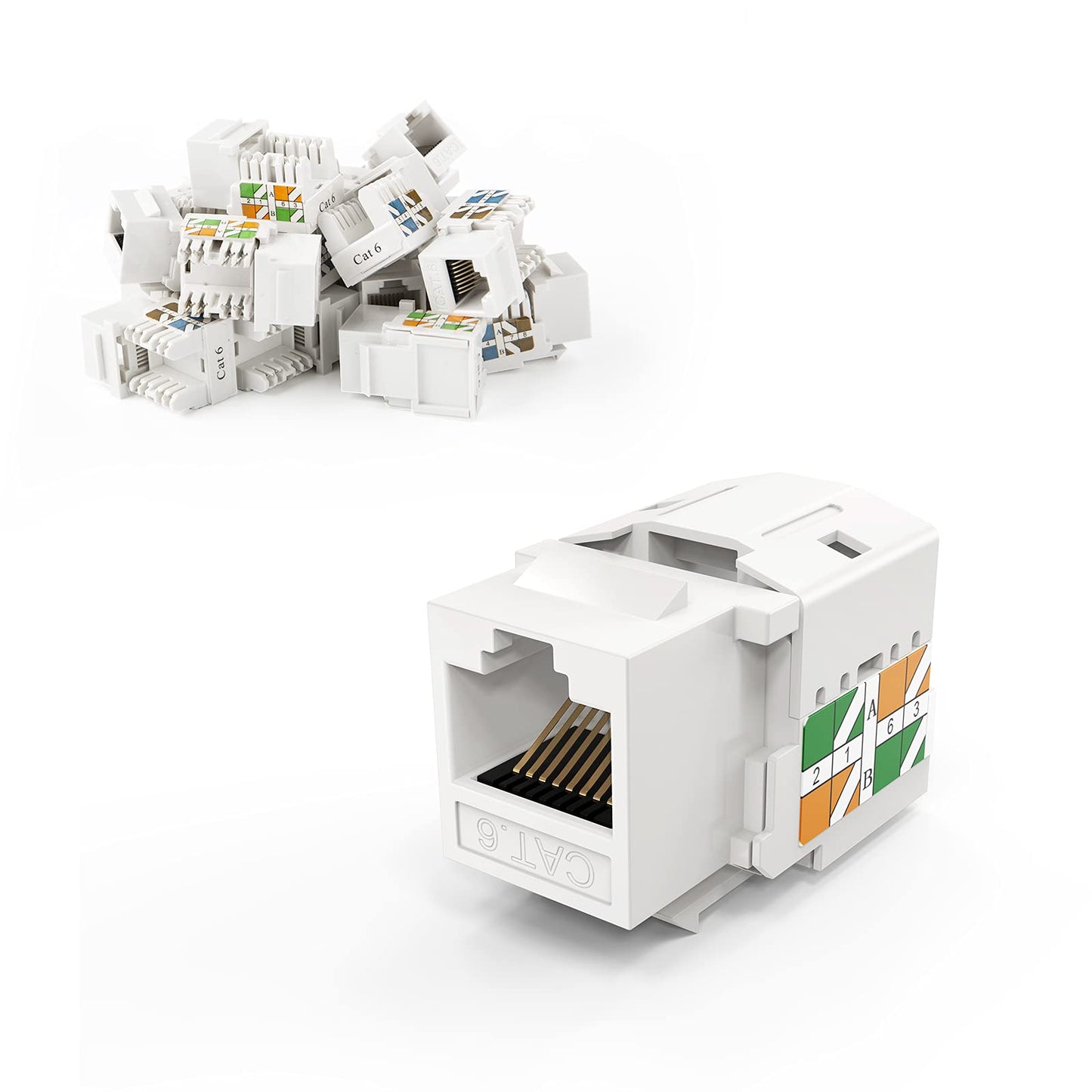 CableCreation Cat6 Keystone Jacks, 10-Pack RJ45 Keystone Jack, Ethernet Keystone Modular Female Connectors, White