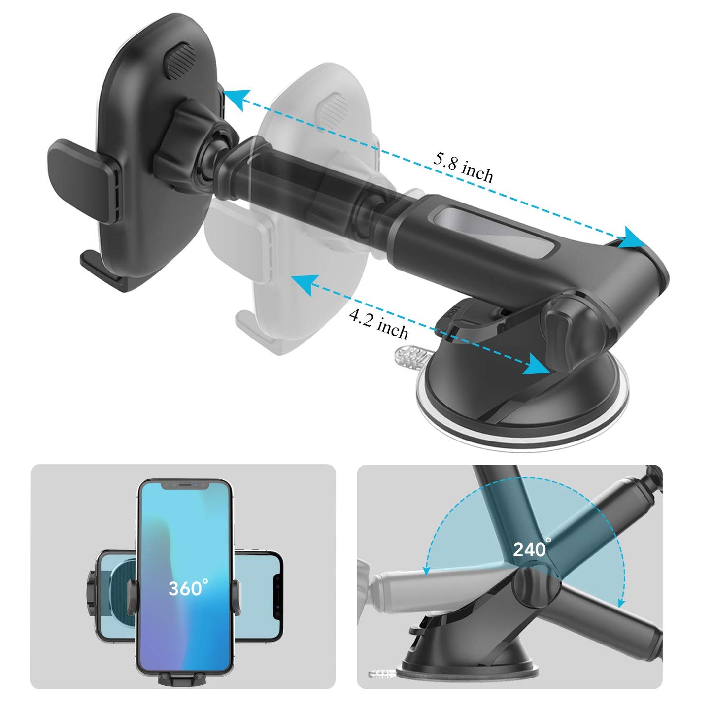 OQTIQ Replacement Suction Cup Mount Part, with Replacement Dashboard Pad Disc, 17.2mm Ball Joint Suction Cup with Adhesive Mounting Disk for Phone