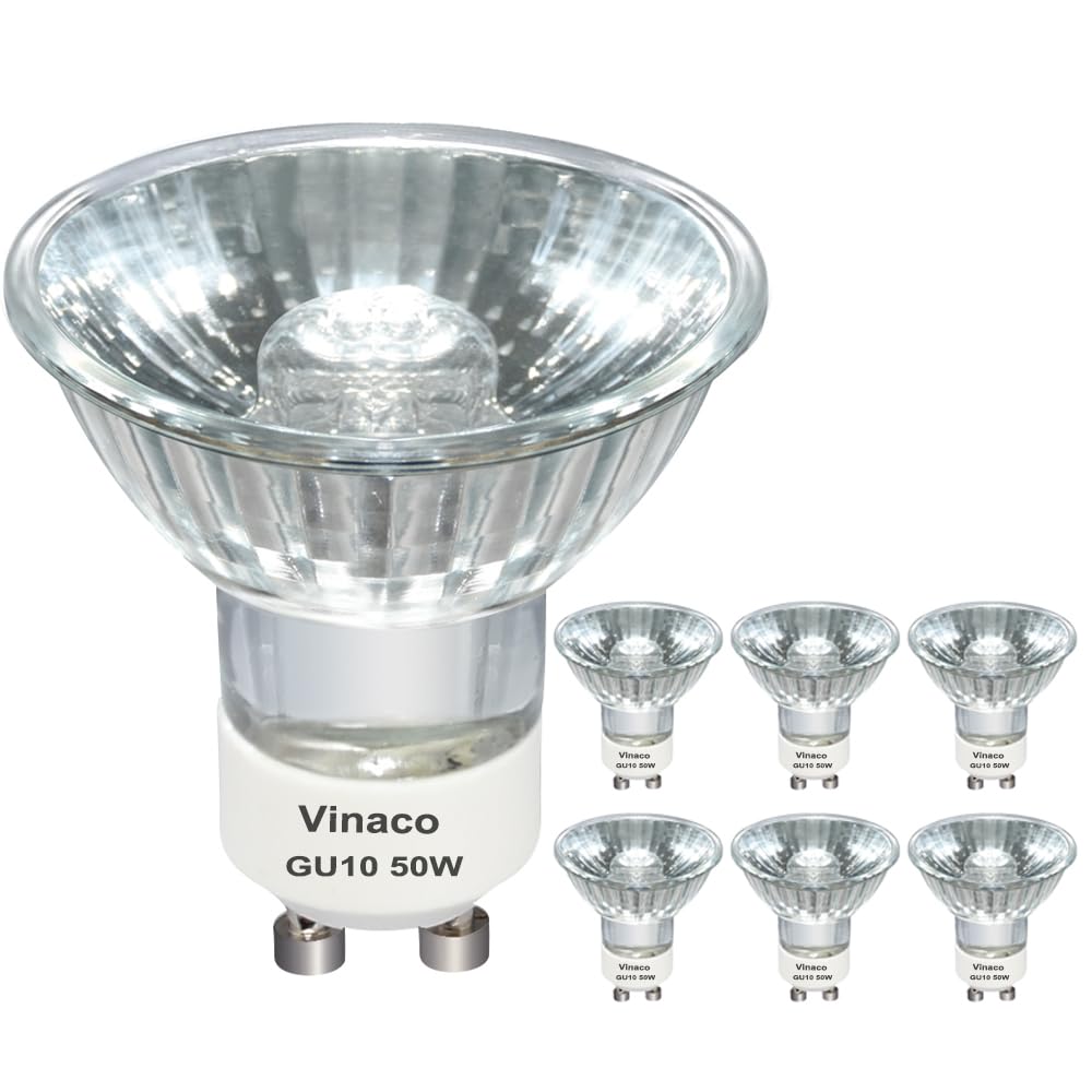 Vinaco GU10+C 120V 50W Halogen Bulbs, 6Pack MR16 Dimmable for Candle Warmer