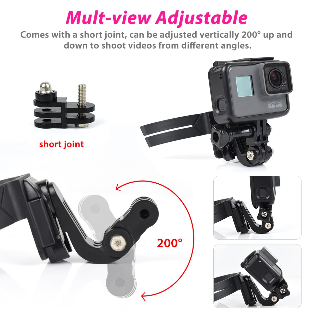 Akeipho Motorcycle Helmet Chin Mount for Action Cameras,Helmet Adhesive Kit for Gopro, Insta360,DJI Osmo Action, AKASO, Action Cameras Accessories