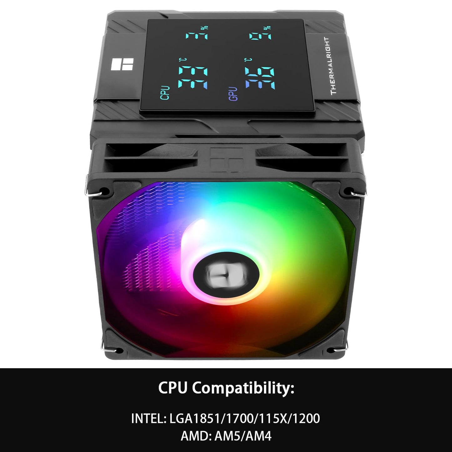 Thermalright Peerless Assassin 120 Digital ARGB Black CPU Cooler Air with 6X6mm Heatpipes, Magnetic Display Board Top Cover, Heatsink, for AM4/AM5
