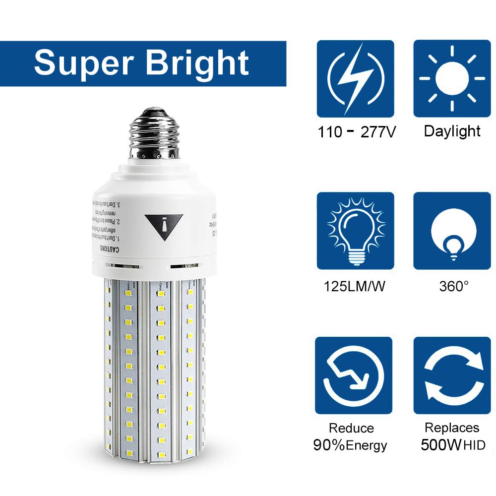 Mafuken 500W Equivalent LED Corn Light Bulb 7500 Lumen Led Bulbs 60W Super Bright 5000K Cool Daylight White E26/E27 Medium Base for Outdoor Indoor