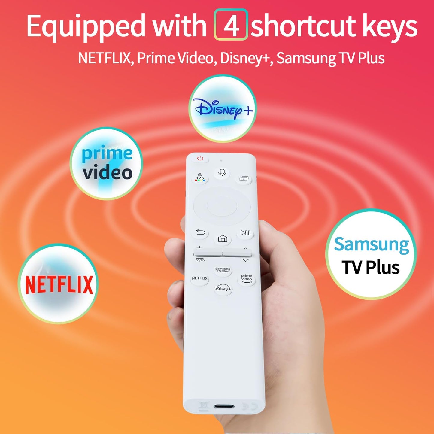 BN59-01391A Solar Voice Remote Control Replacement for Samsung TV Remote with 4 Shortcut Buttons, Compatible with Samsung 2021-2023 Neo LED Smart 4K