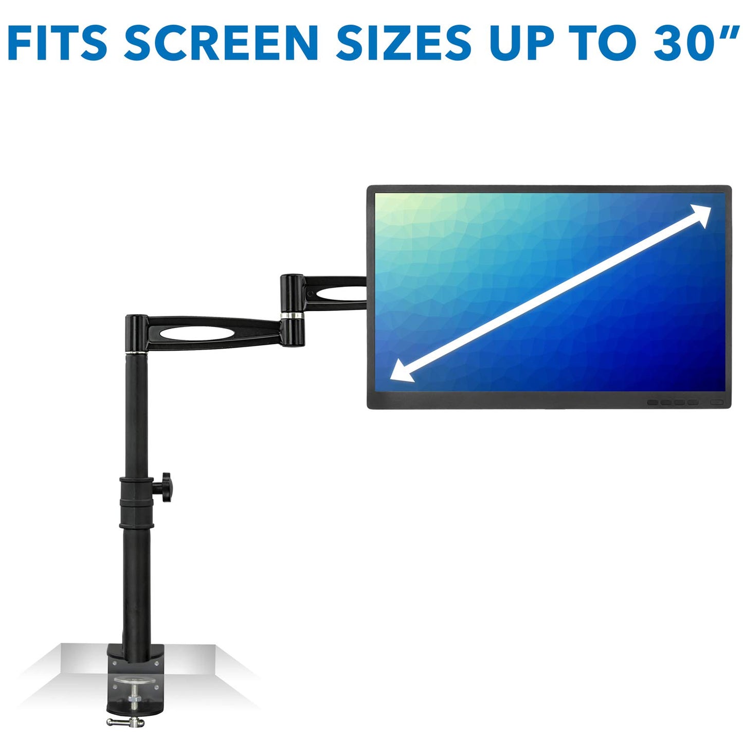 Mount-It! Single Monitor Arm Mount | Desk Stand | Heavy Duty Full Motion Height Adjustable | Fits 19 21 24 27 29 30 in VESA 75 100 Compatible Computer