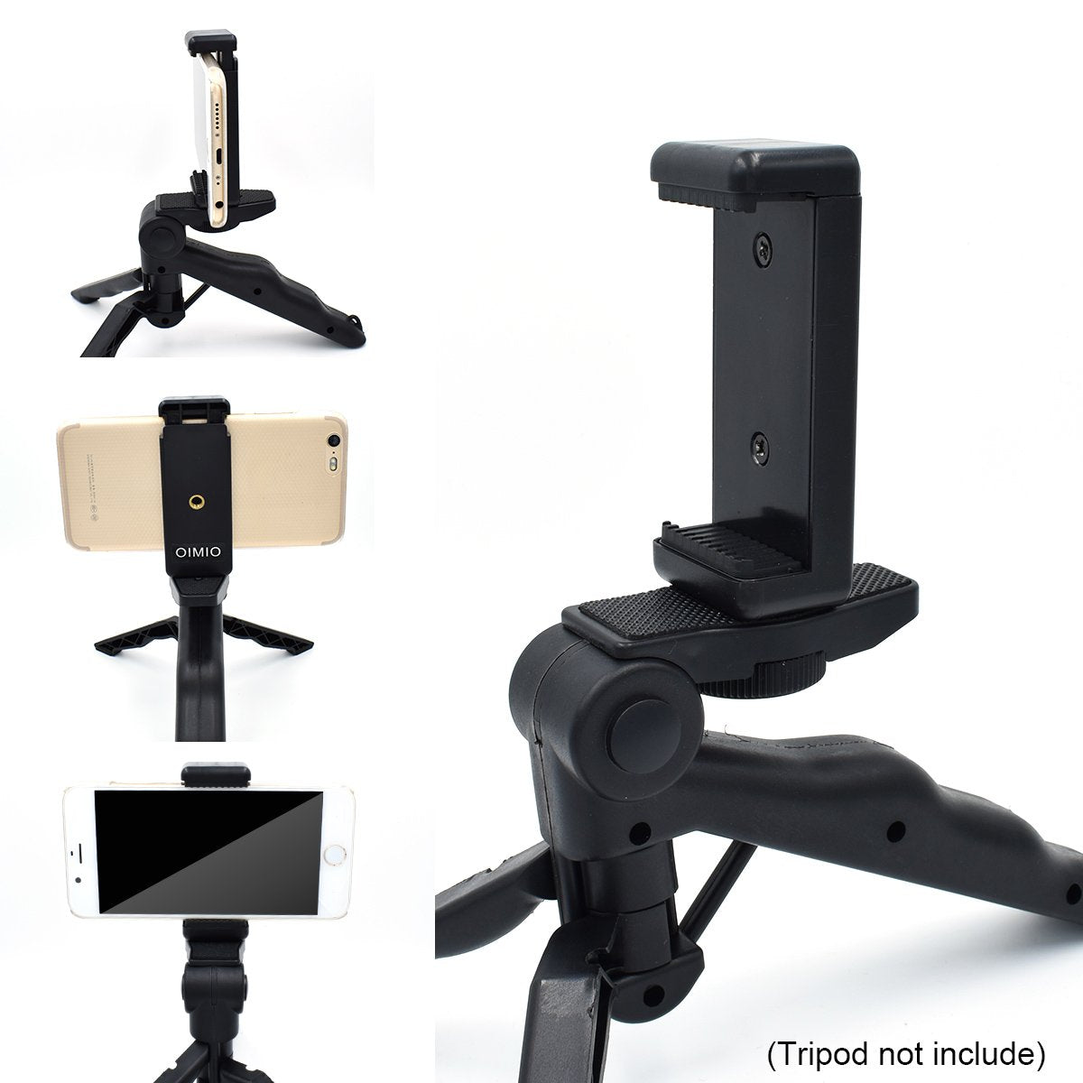 Universal Cell Phone Tripod Mount Adapter, OIMIO Phone Holder Clip Connector Head Used for Monopod Selfie Stick DSLR Travel Mini Flexible Tripod