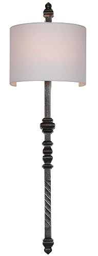 SAFAVIEH Lighting Collection Covington Farmhouse Rustic Traditional Silvered Black Metal 40-inch 1-light Bedroom Bathroom Vanity Hallway Foyer Living