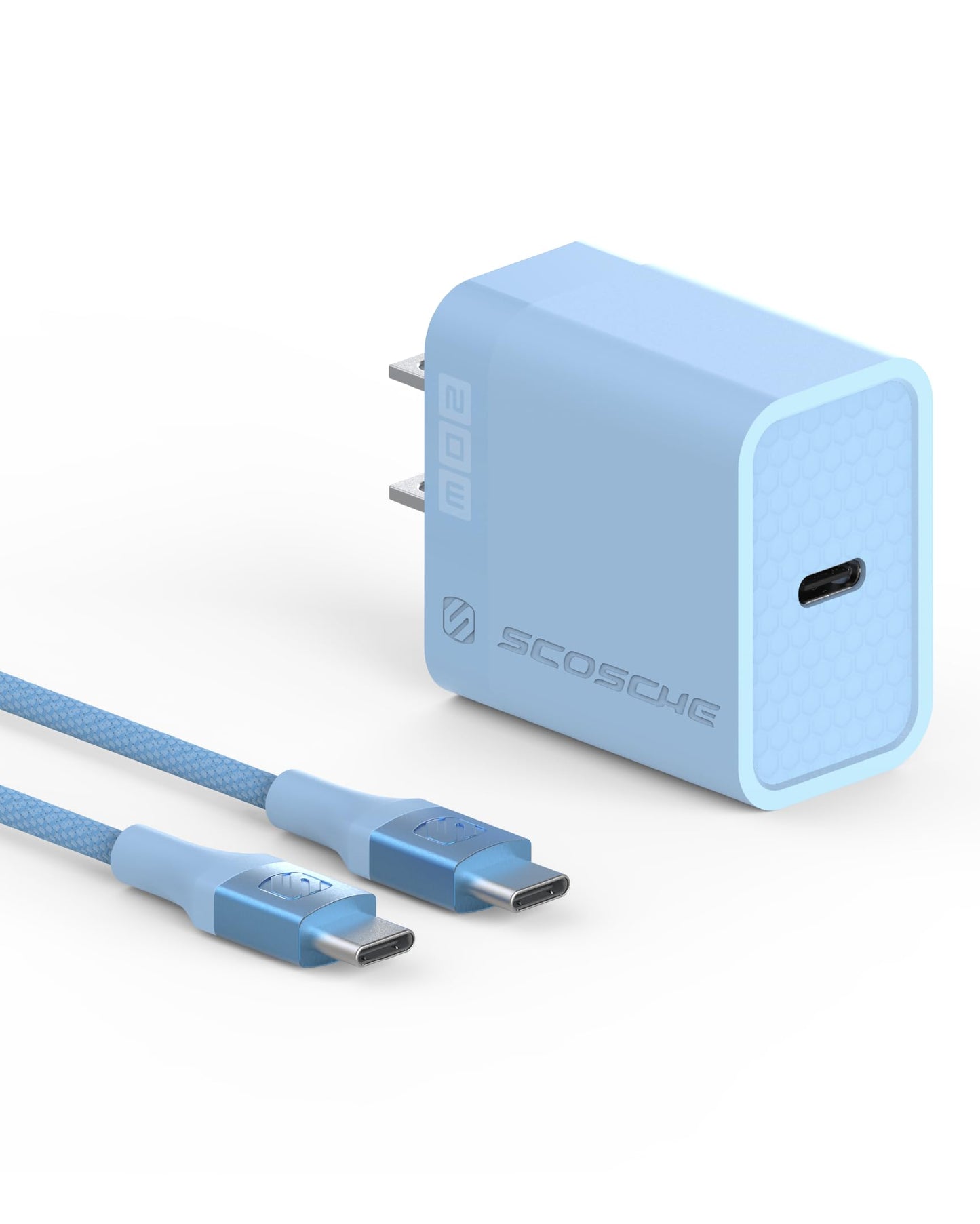 Scosche 20W USB C Charger Block and Braided 6ft USB-CCharging Cable, Fast Charging Type C Wall Charger Compatible with Apple iPhone Air, iPhone