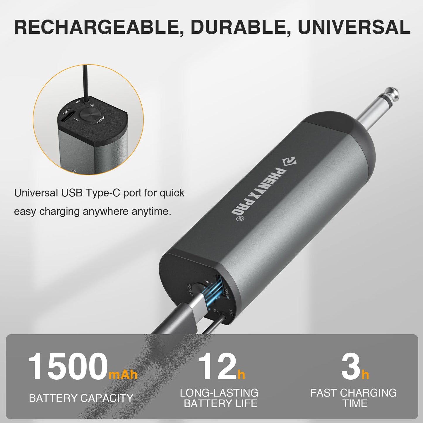 Phenyx Pro Single Digital Wireless Microphone System, w/Mini Receiver, Bodypack Transmitter,15 Channels in 900MHz UHF Band, Headset/Lapel Microphone
