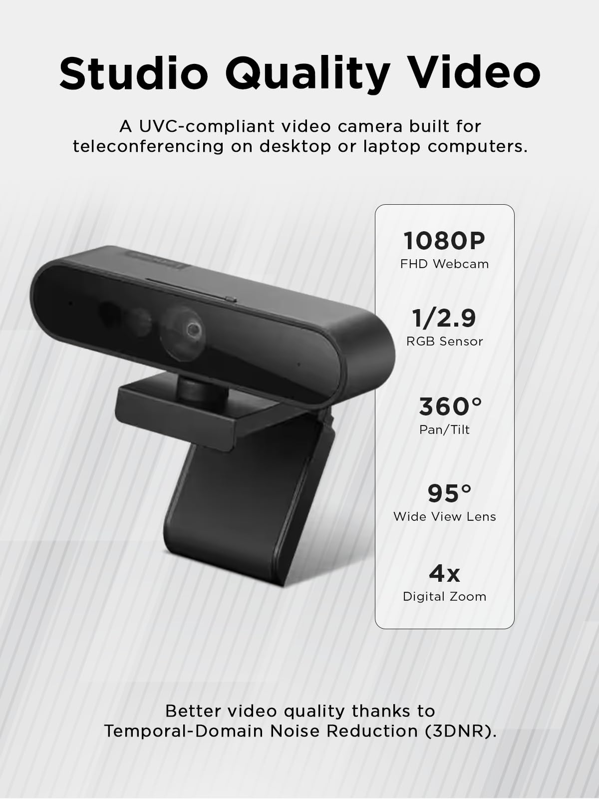 Lenovo Performance FHD 1080p Webcam USB-C,Log-on with Windows Hello, Dual Microphones, 95 Degree Lens and 4X Digital Zoom, Sliding Privacy Shutter