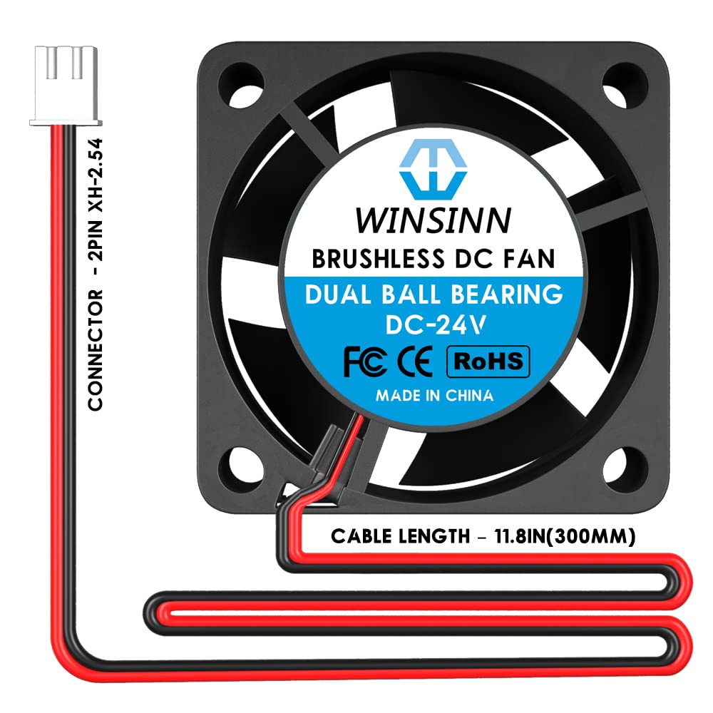 WINSINN 40mm 24V Fan - Dual Ball Bearing 8000 RPM 4020 Cooling Fan Replacement for 3D Printer/Industrial Equipment, 30cm Cable with XH2.54-2PIN