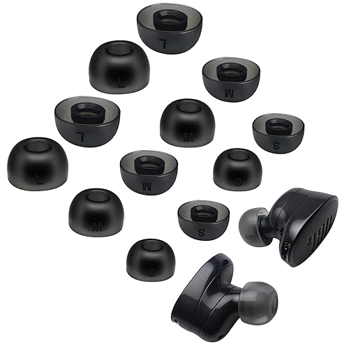 Replacement Ear Tips Compatible with JBL Tune Buds & Tune Buds 2, Soft Silicone Tips for JBL Tune Buds True Wireless Earbuds, 6 Pairs (S/M/L), Black