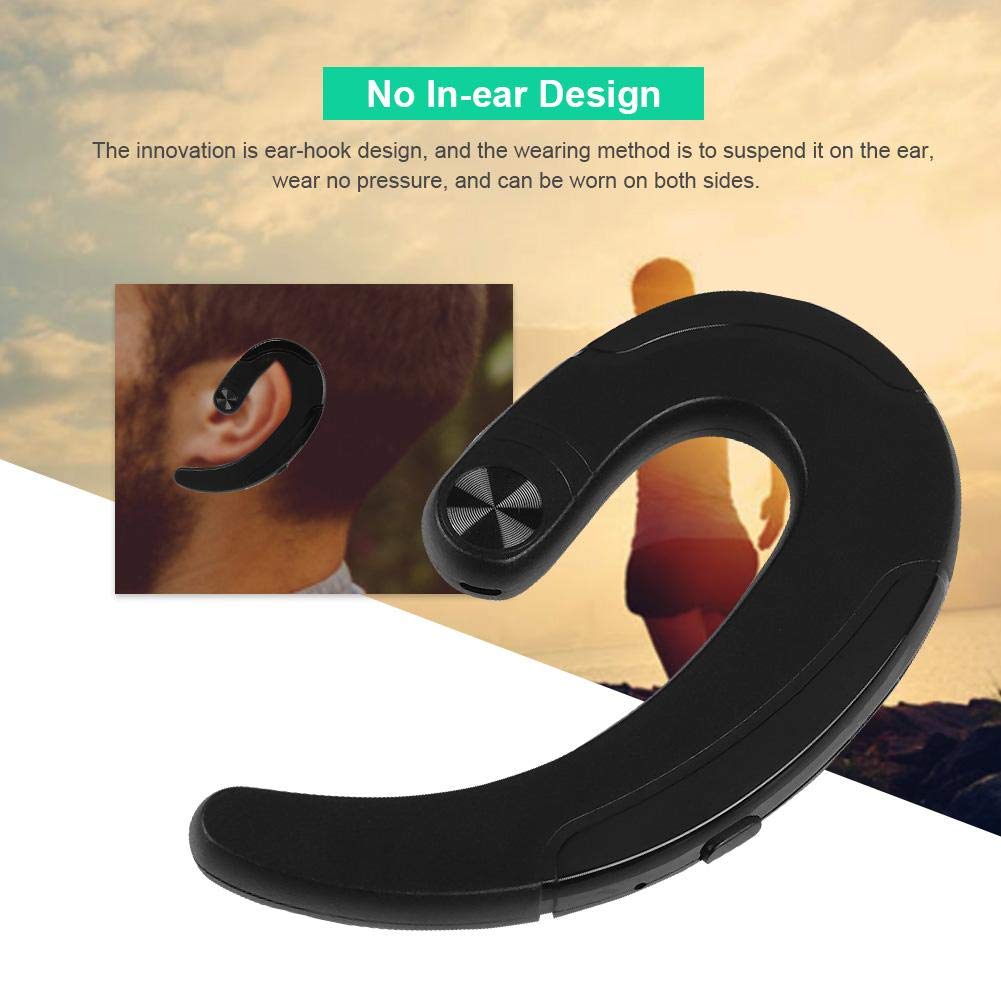 Bluetooth Headset Ear-Hook Earphone Stereo Noise Reduction HD Sound Bluetooth Headphones with Microphone(Black)