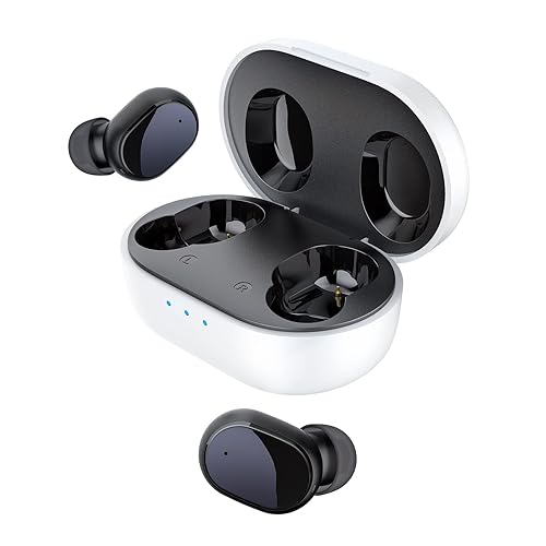 HTC Bluetooth Wireless Earbuds 5 Plus Touch Control Bluetooth 5.3 with USB-C Charging Case in-Ear Stereo Earbuds Bulit-in Microphones-White+Black (US…