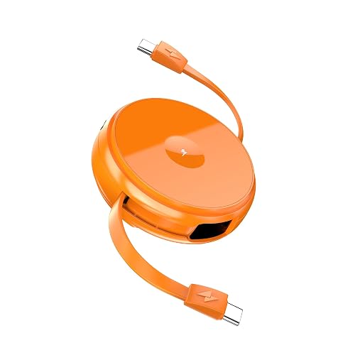 2-in-1 Retractable Cable with Wireless Charger-Orange