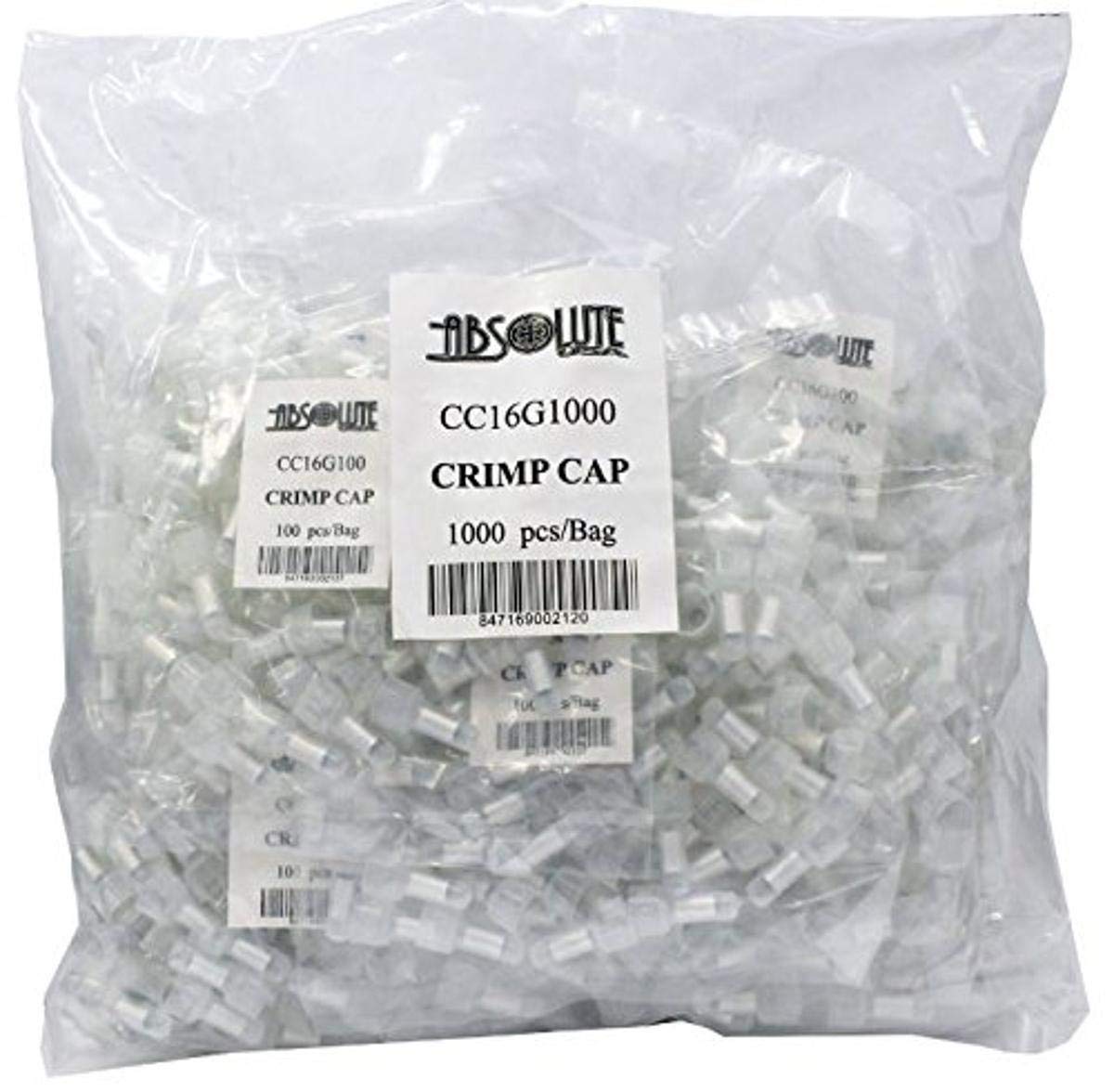 Absolute CC16G1000 Crimp Caps for Car Audio and Security Installations , 100 Count (Pack Of 10) , White