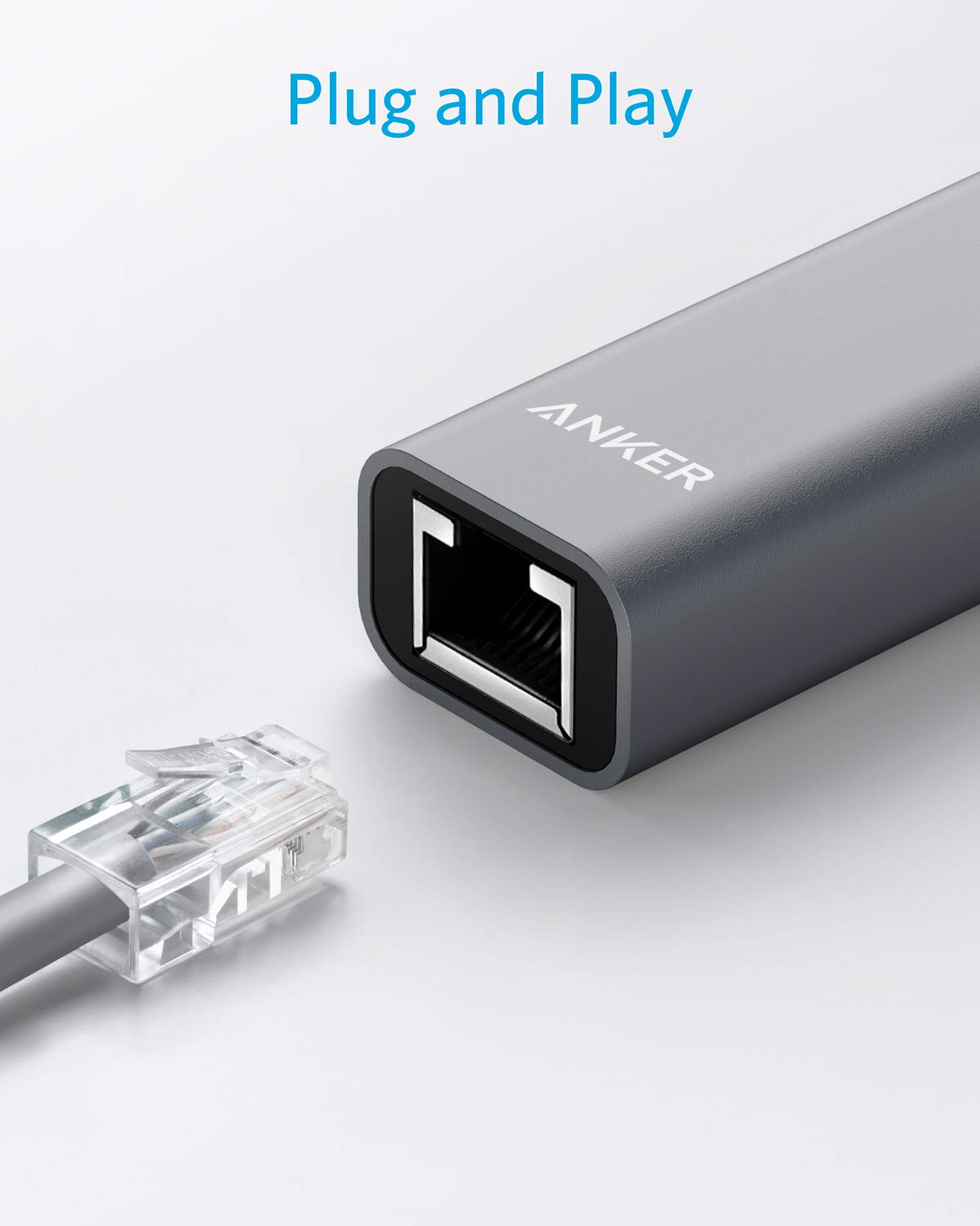 Anker USB C to Ethernet Adapter, Portable 1-Gigabit Network Hub, 10/100/1000 Mbps, for MacBook Pro, iPad Pro 2019/2018, ChromeBook, XPS, Galaxy S9/S8
