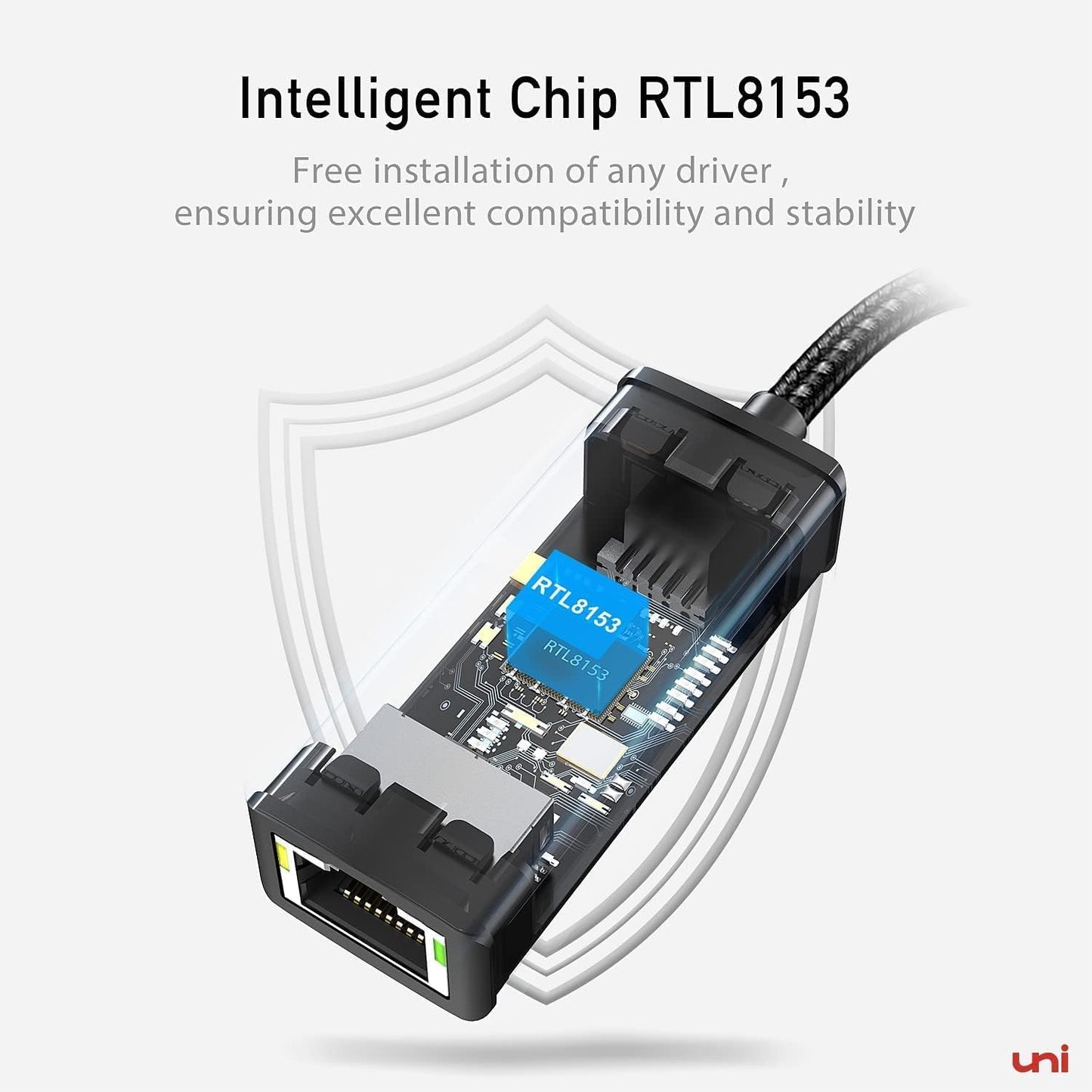 uni USB to Ethernet Adapter, Driver Free USB 3.0 to Gigabit Ethernet LAN Network Adapter, 100/1000 Mbps RJ45 Internet Adapter Compatible with Laptop