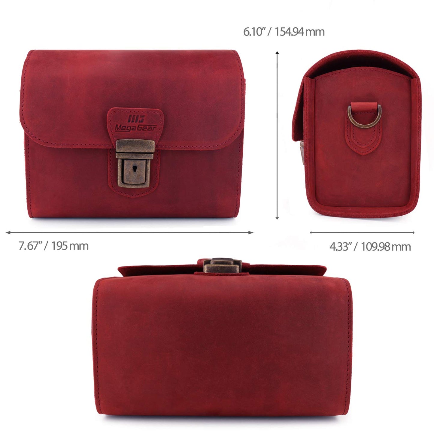 MegaGear Pebble Genuine Leather Camera Messenger Bag for Mirrorless, Instant and DSLR Cameras