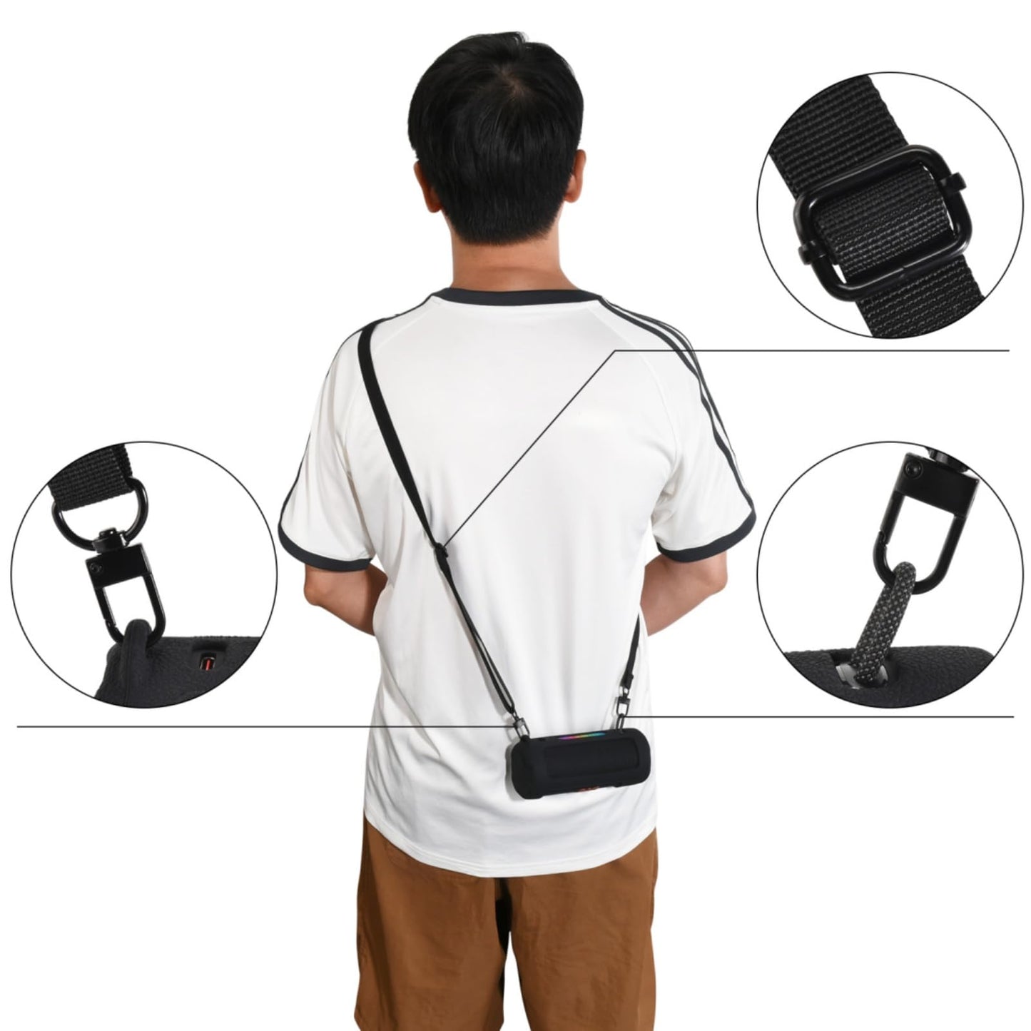 Ferbao Silicone Case for JBL Grip,Protective Case Cover for JBL Grip,with Shoulder Strap (Black)
