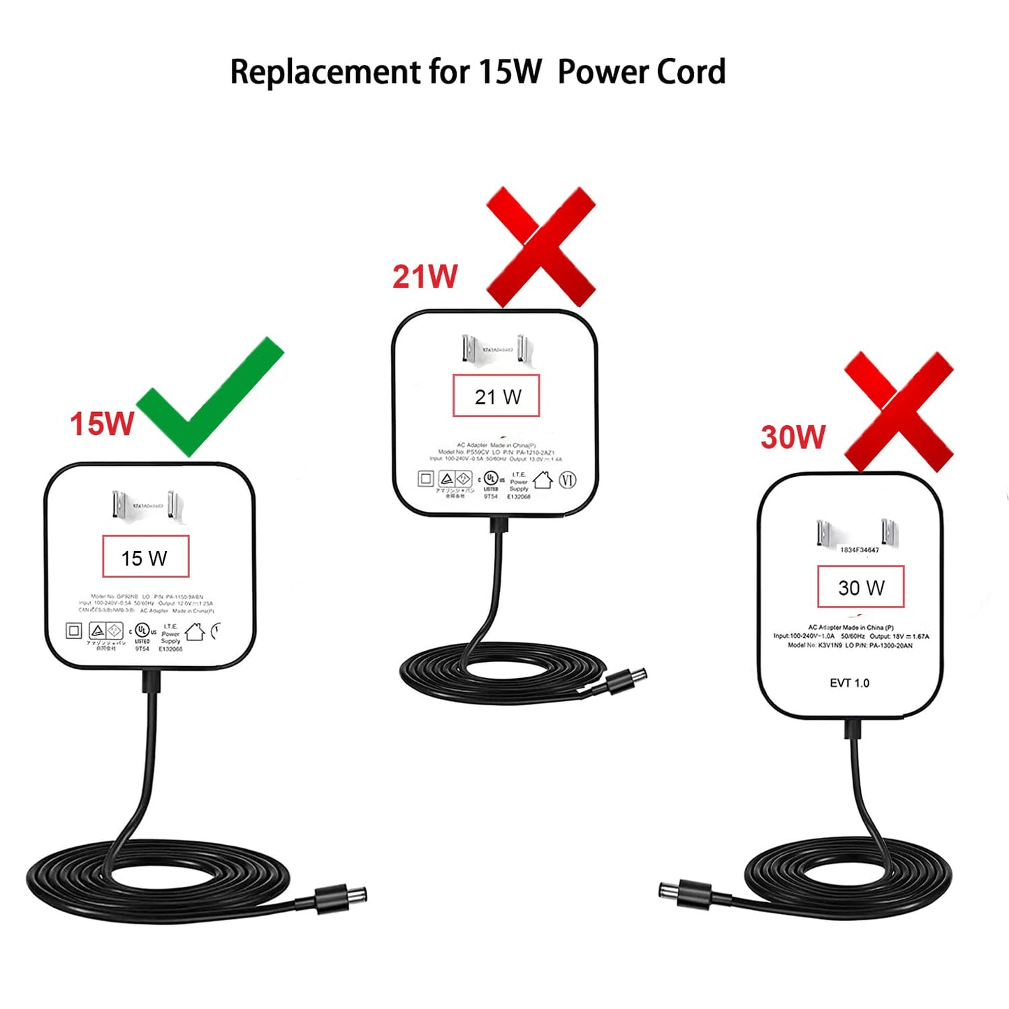 Alexa Dot Power Cord Replacement for Dot 3rd Generation/Dot 4th/Kids Edition/TV Cube/Show 5/C78mp8/GP92NB Charger, Dot with Clock Speakers 15W Black…