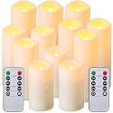 Aamdkcyu Flameless Candles with Remote & 2/4/6/8H Timers, Outdoor Indoor Waterproof Remote Candles Battery Operated, Electric Led Candles 12pcs