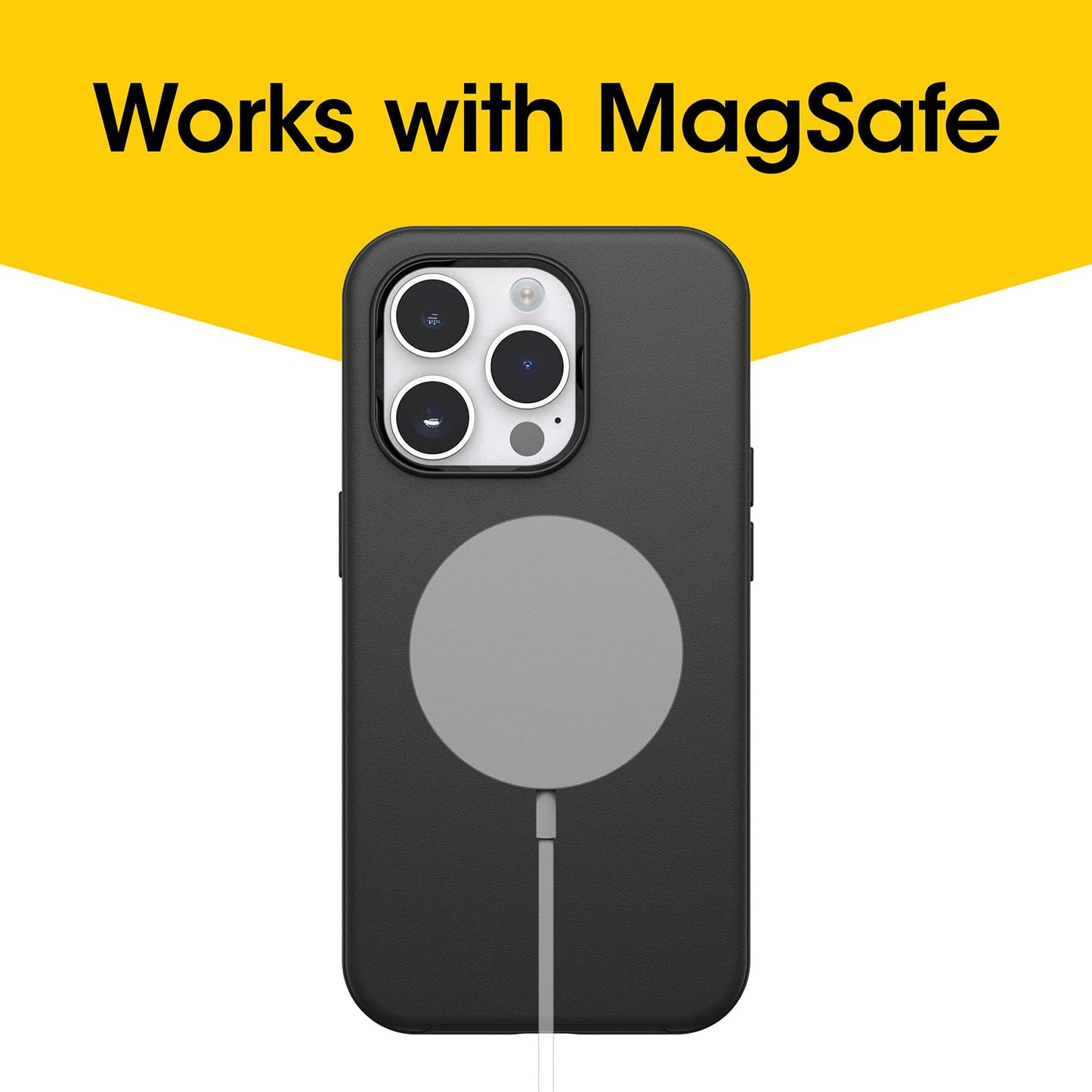 OtterBox iPhone 14 Pro (ONLY) Symmetry Series+ Case - Black, Ultra-Sleek, Snaps to MagSafe, Raised Edges Protect Camera & Screen
