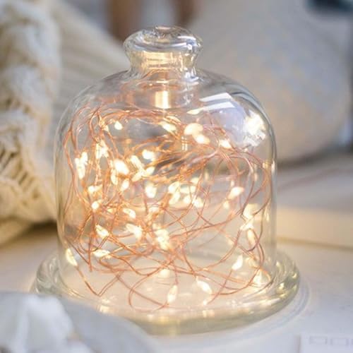 DM Merchandising Lumin Essence Copper Wire Mini Lights, 17 Ft Super Long, Battery Powered or USB Plug in, Warm White