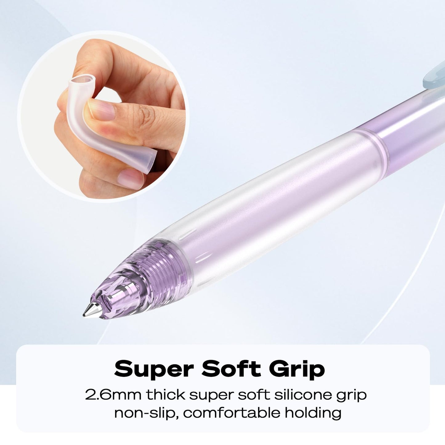 WRITECH Retractable Gel Ink Pens: 0.5mm Black-Ink Aesthetic Gradient Color Barrel Soft Grip Fine Point Pen 8ct for Journaling Note Taking Sketching No
