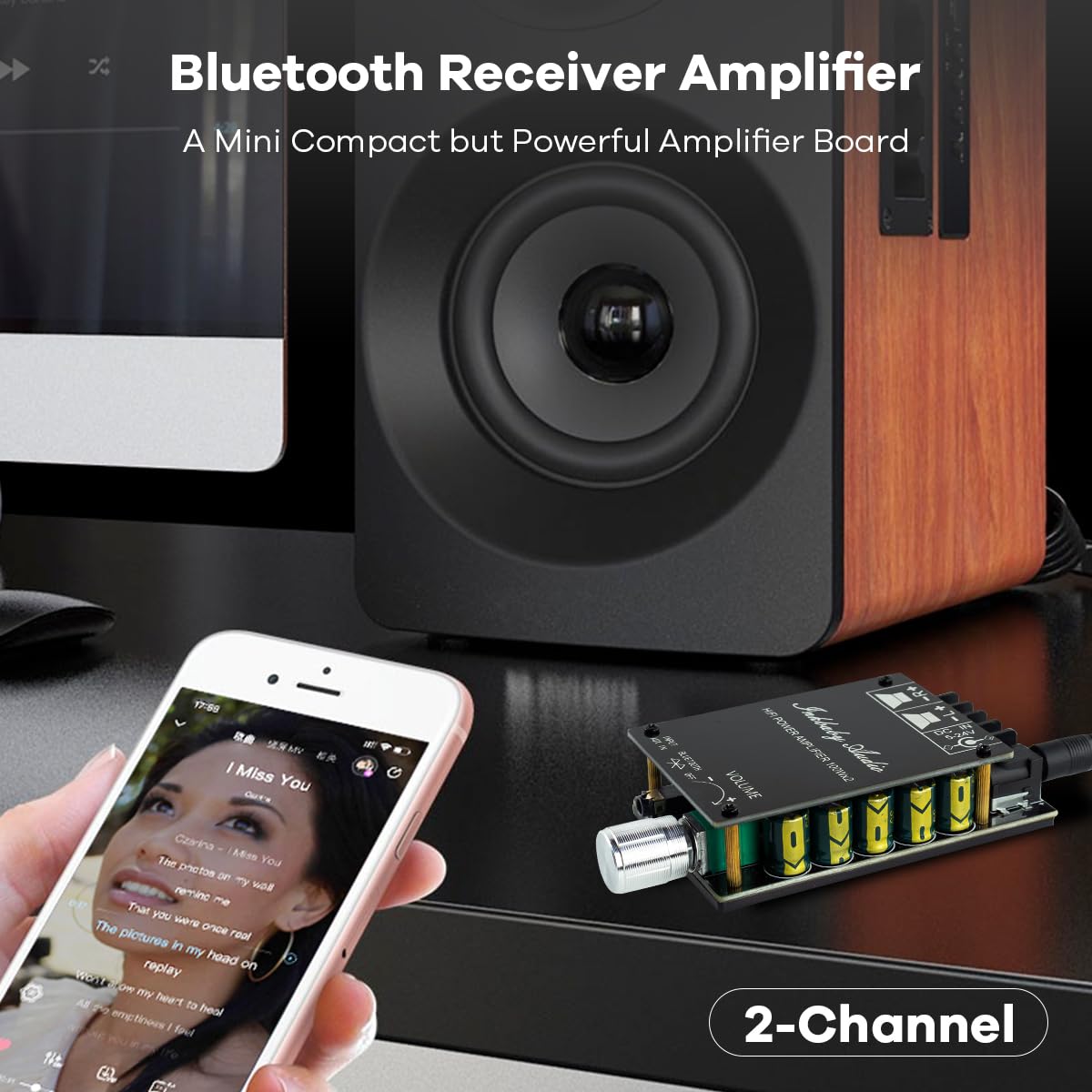 Hosyond 200W Bluetooth 5.0 Amplifier Board TPA3116D2 100W+100W Stereo Dual Channel Mini Amp Board Audio Receiver for Home DIY Speakers