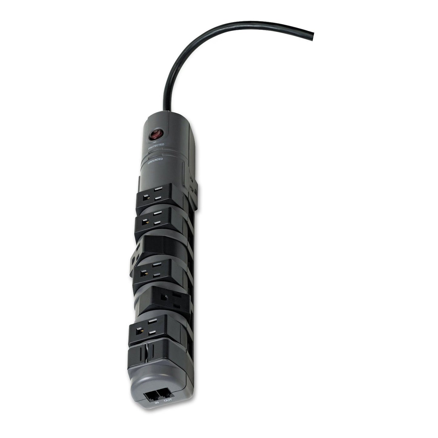 Belkin Pivot Plug Surge Protector, 8 ac outlets, 6 ft Cord, 1,800 j, Gray