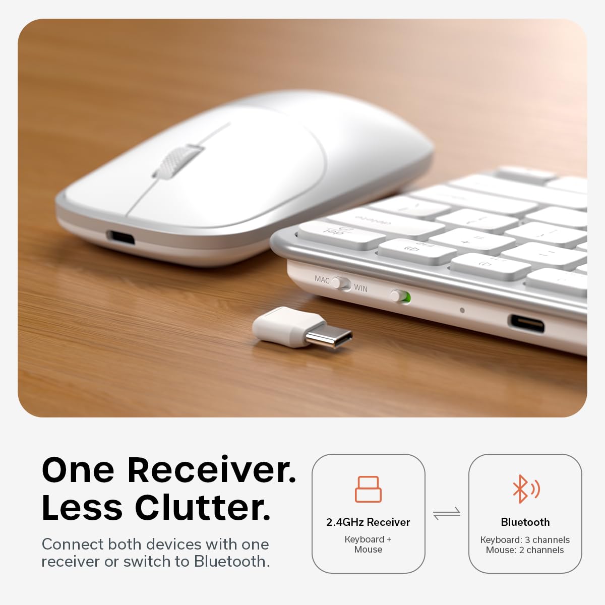 Satechi Slim CEX1 Wireless Keyboard & Mouse Combo, Bluetooth, Silver