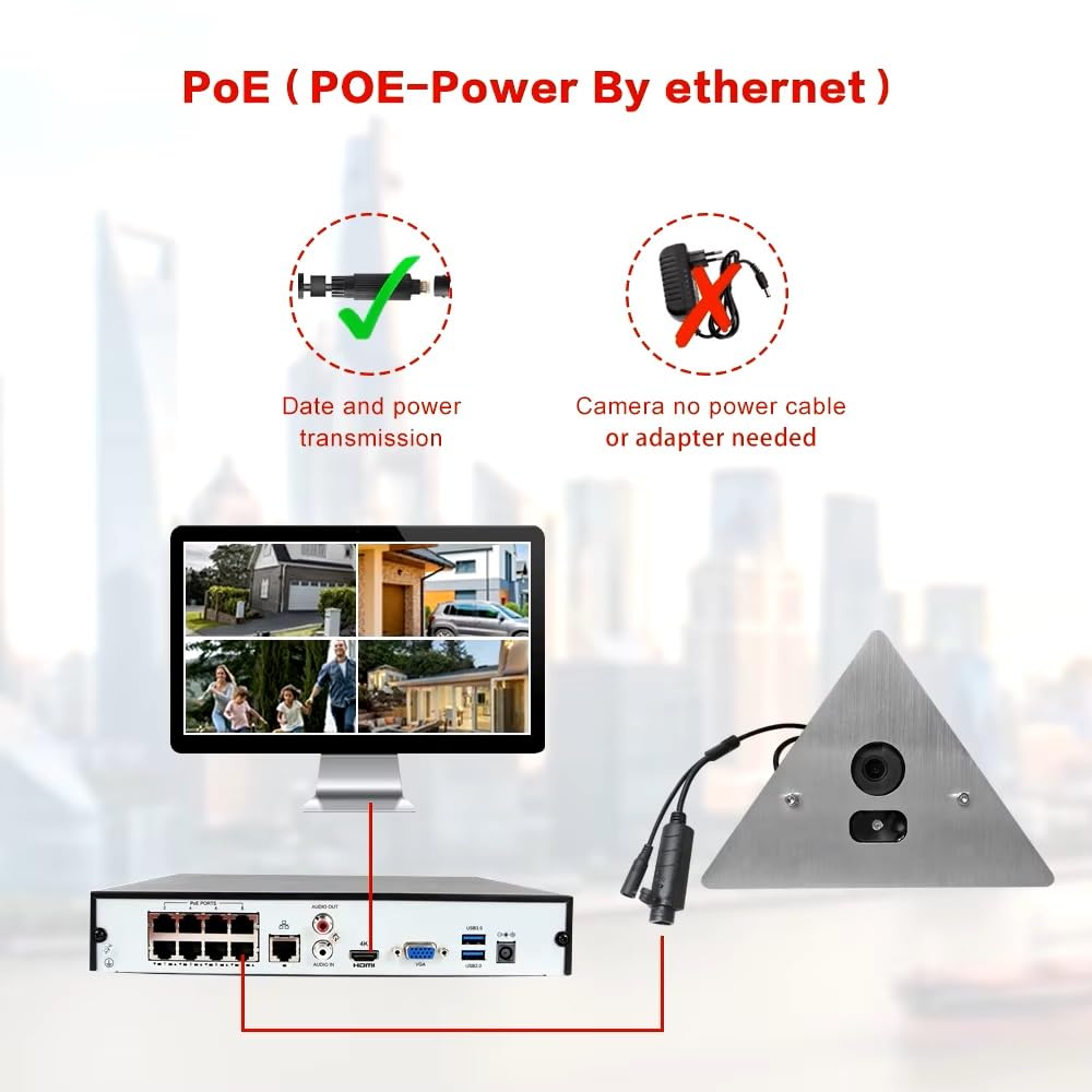DIYSecuritycameraworld H.265 3840x2160P 8.0MP (4K) IP Network NightVision Corner Mountable Camera 12VDC Support Audio P2P, Mobile Phone View. Prefect