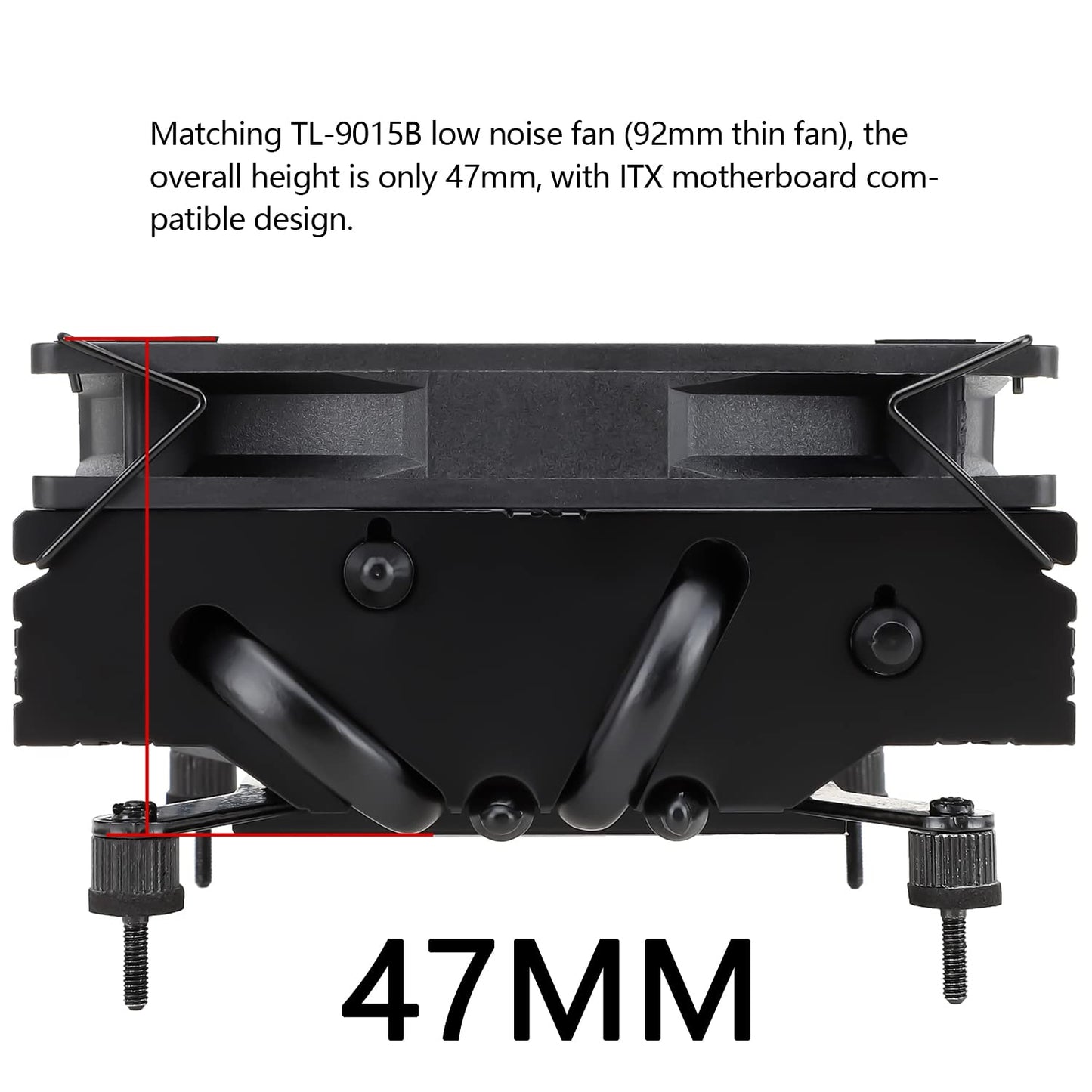 Thermalright AXP90 X47 Black Low Profile CPU Cooler, with 92mm TL-9015B Slim PWM Fan, ITX CPU Cooler, AGHP Technology, 47mm Height,for AMD AM4