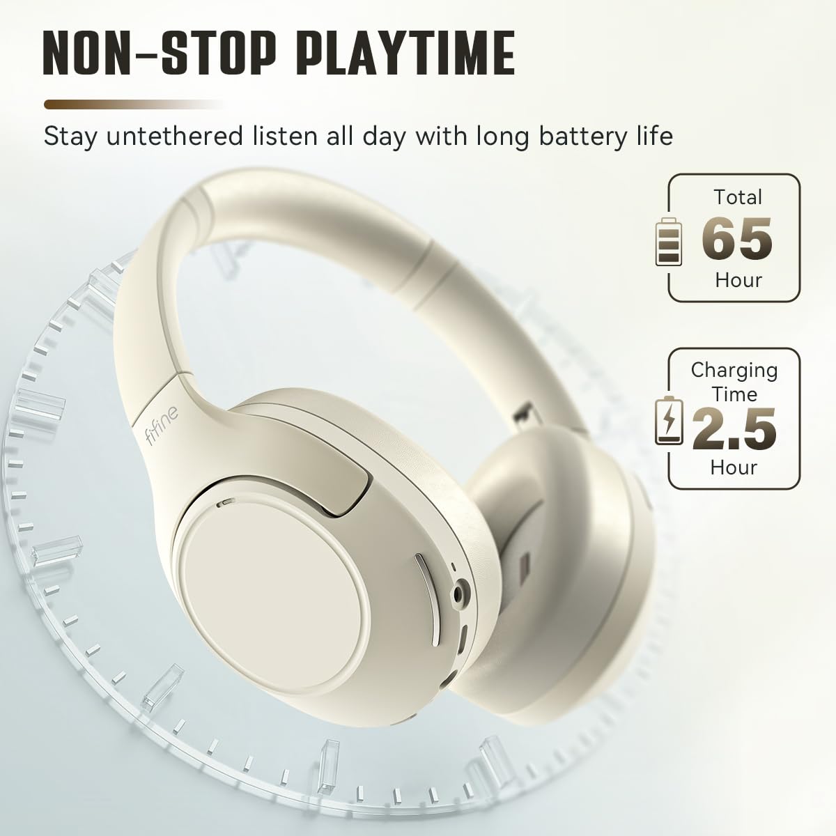 FIFINE Bluetooth Wireless Headphones, Over-Ear Headphones with 65H Battery Life, Touch Control Panel for Music, Cellphone Calls, Noise Cancellation…