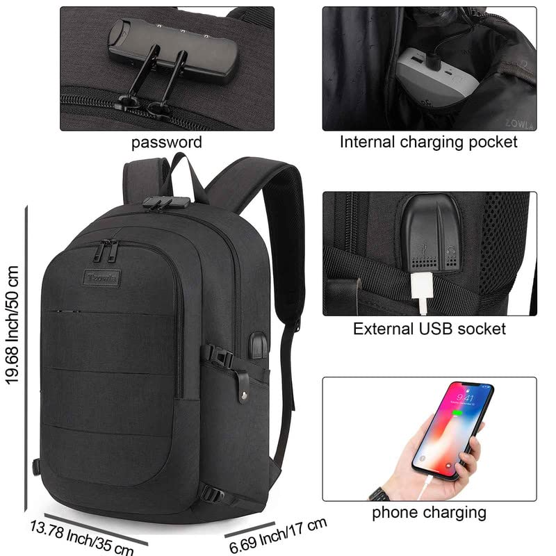 Tzowla Travel Laptop Backpack Water Resistant Anti-Theft Bag with Lock