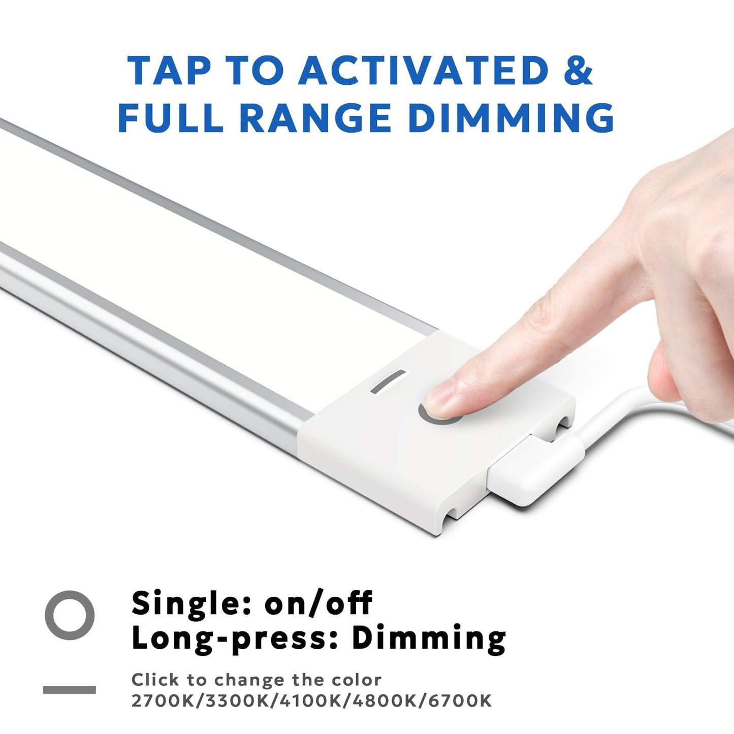 MYPLUS 16" Under Cabinet Lights, 5 Color Temps Under Counter Lights with Dimmable 370Lumens,63 LEDs,8W,Ultra Thin LED Light Bar Plug-in for Kitchen
