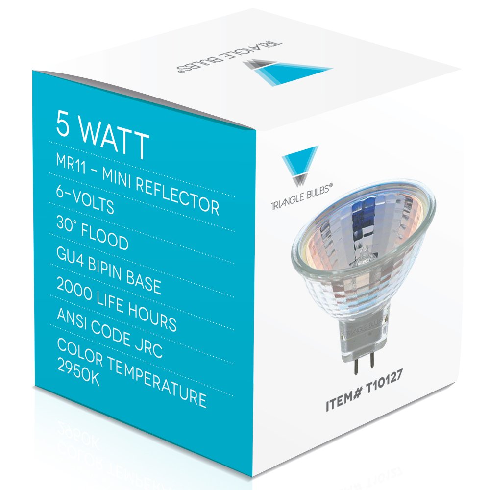 Triangle Bulbs T10127 - 5 Watt MR11 Halogen Light Bulb, 6 Volt, 30 Degree Beam Spread Precision Halogen Reflector Fiber Optic Light Bulb