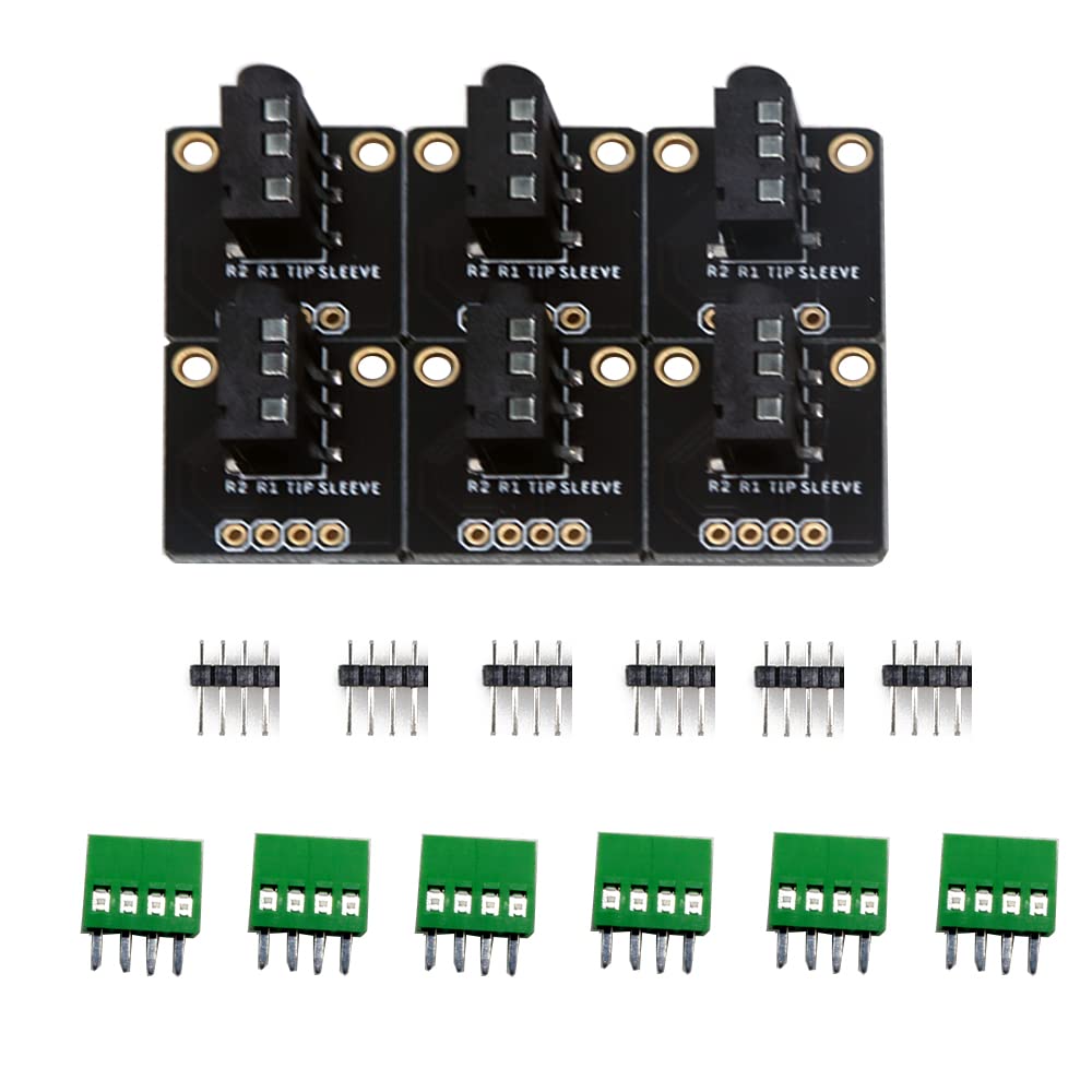 Treedix 6pcs TRRS 3.5mm Jack Breakout Board PCB Mount 4pin Audio Socket Headphone Video Audio MP3 Jack Module Extension Connector Module for Arduino