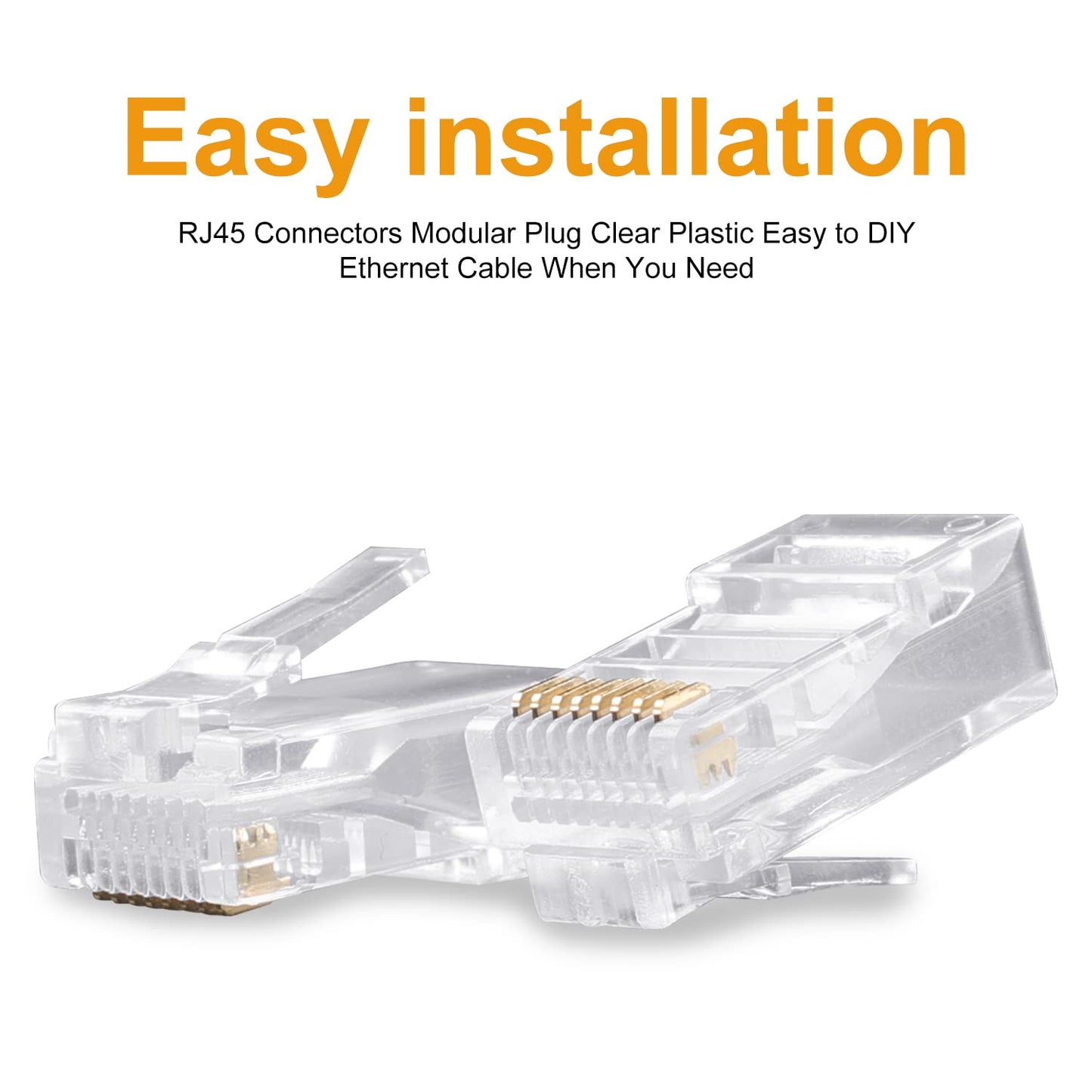 SHD RJ45 Connectors, Cat6 Connector Cat5e Connectors Cat5 Connectors RJ45 Ends Ethernet Cable Crimp Connectors-100Pcs