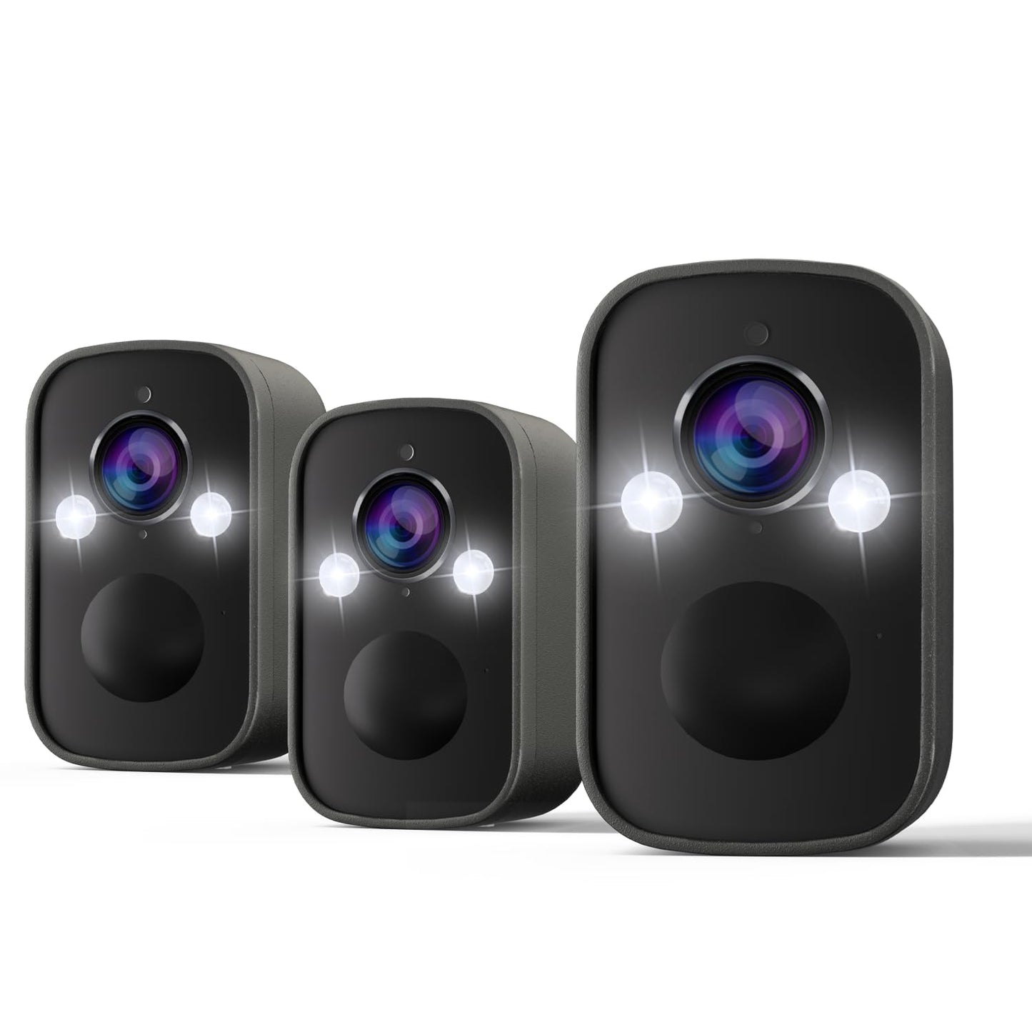 Rraycom 3Pack 2.4G Security Cameras Wireless Outdoor,2K Battery Powered AI Motion Detection Siren Alarm WiFi Home Indoor Camera, Color Night Vision