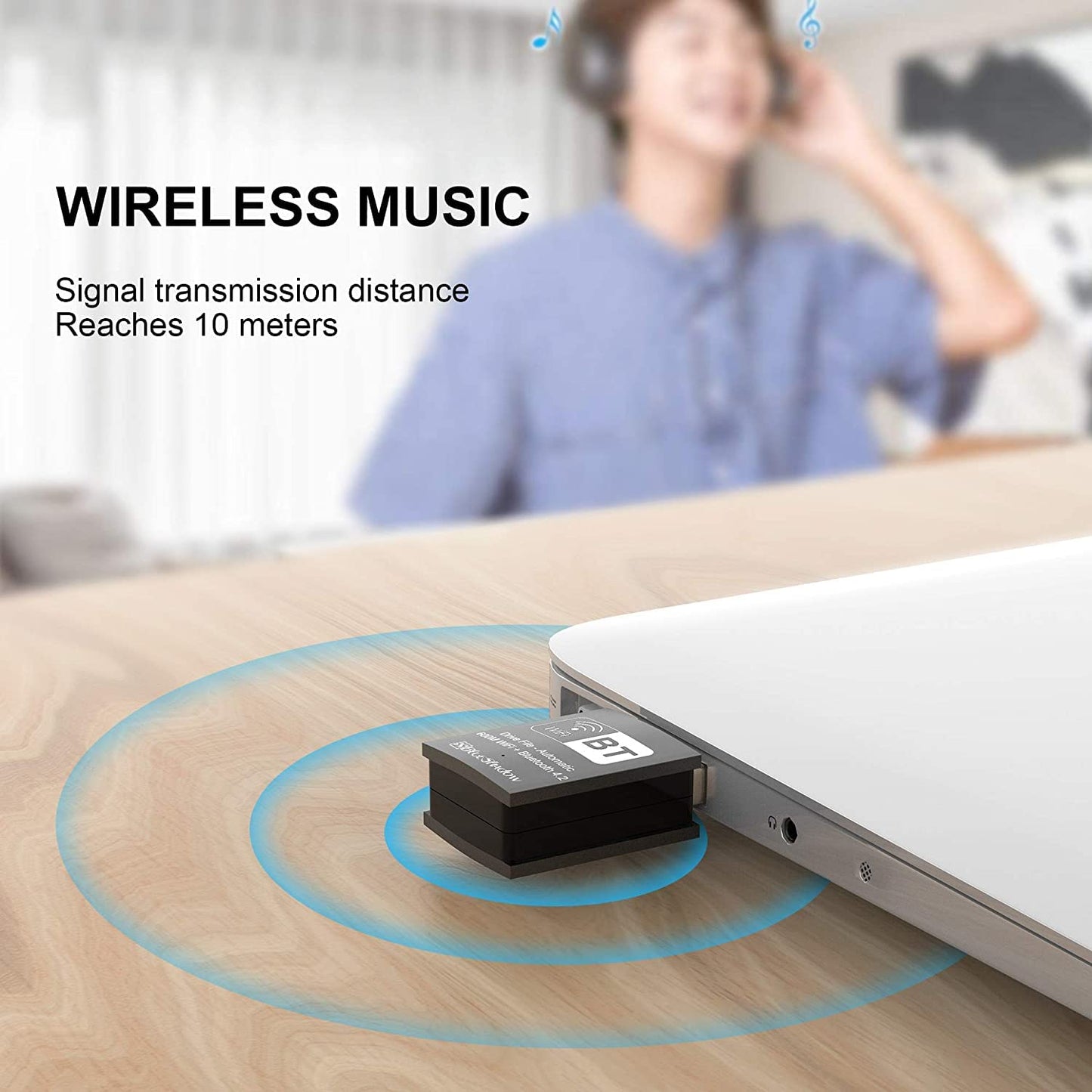 Blueshadow Mini 2-in-1 USB WiFi Bluetooth Adapter AC600-2.4G/5G Dual Band Wireless Network Adapter for Desktop PC, Bluetooth 4.2, WPA3 Network