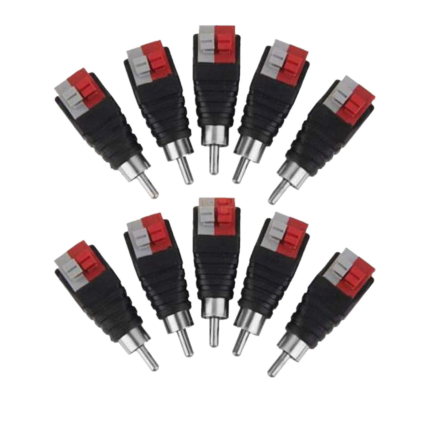MATTOX Speaker Wire Cable to Audio Male RCA Connector Adapter Jack Plug 10pcs/Set